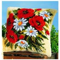 Poppies & Daisies Latch Hook Cushion Front Kit